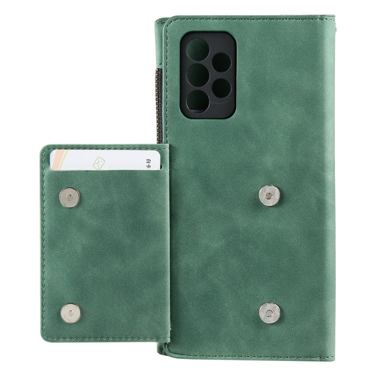 For Samsung Galaxy A72 Side Zipper Back Card Horizontal Flip PU Leather Case with Card Slots & Wallet & Photo Frame & Lanyard