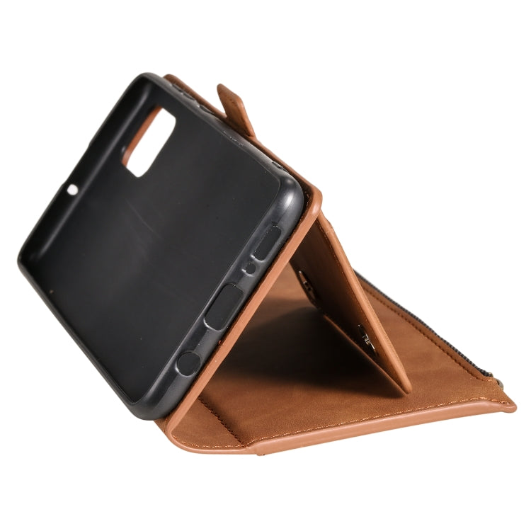 For Samsung Galaxy A82 Side Zipper Back Card Horizontal Flip PU Leather Case with Card Slots & Wallet & Photo Frame & Lanyard