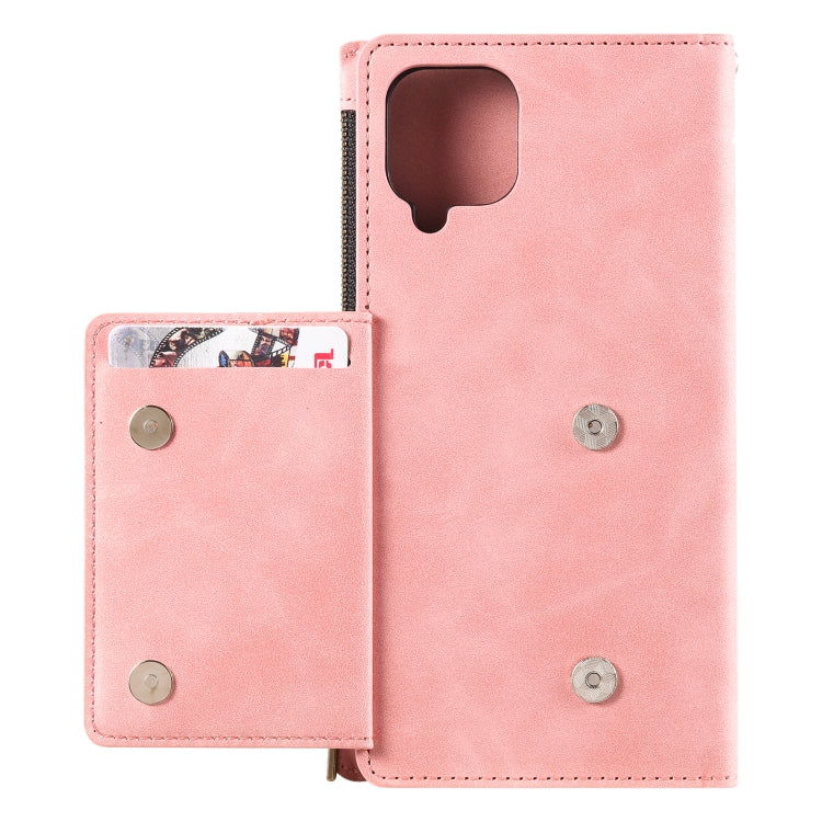 For Samsung Galaxy A12 5G Side Zipper Back Card Horizontal Flip PU Leather Case with Card Slots & Wallet & Photo Frame & Lanyard
