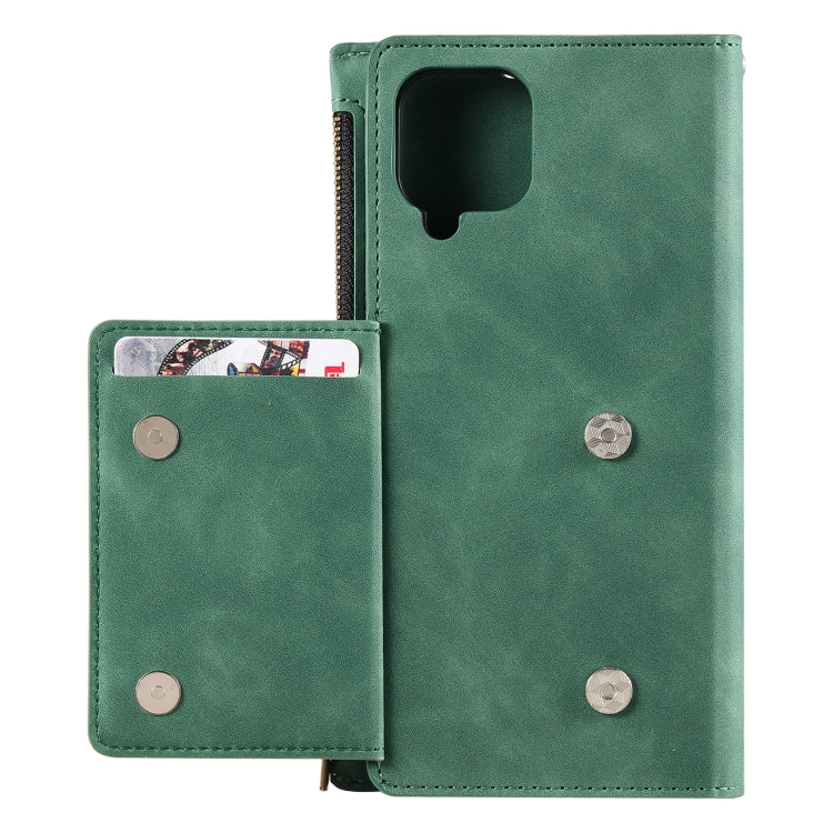 For Samsung Galaxy A12 5G Side Zipper Back Card Horizontal Flip PU Leather Case with Card Slots & Wallet & Photo Frame & Lanyard