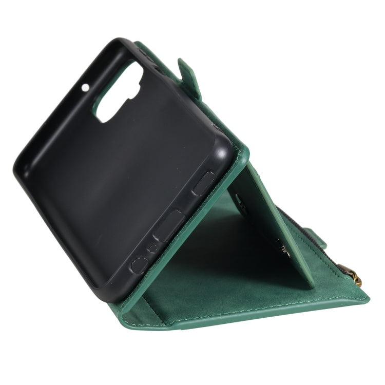 For Samsung Galaxy A12 5G Side Zipper Back Card Horizontal Flip PU Leather Case with Card Slots & Wallet & Photo Frame & Lanyard