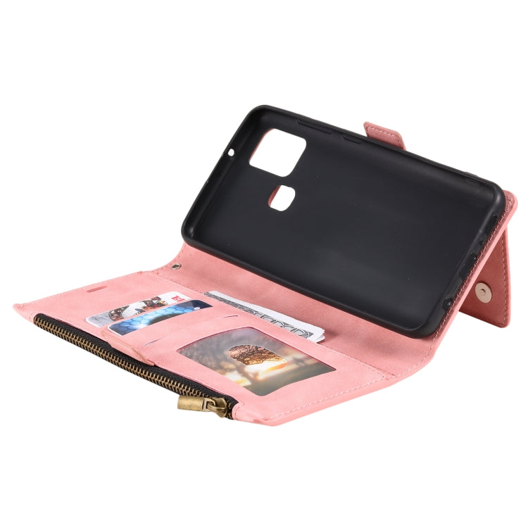 For Samsung Galaxy A21s Side Zipper Back Card Horizontal Flip PU Leather Case with Card Slots & Wallet & Photo Frame & Lanyard