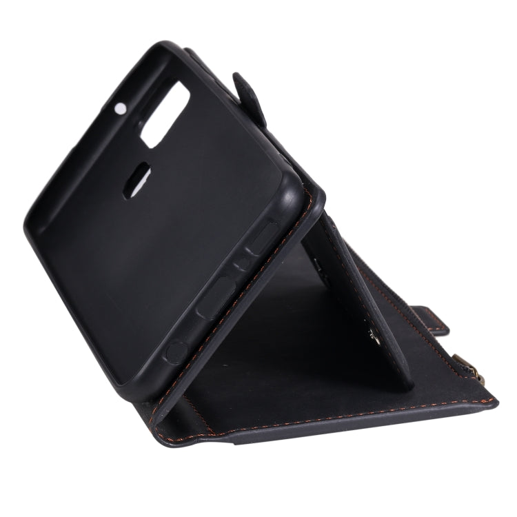 For Samsung Galaxy A21s Side Zipper Back Card Horizontal Flip PU Leather Case with Card Slots & Wallet & Photo Frame & Lanyard