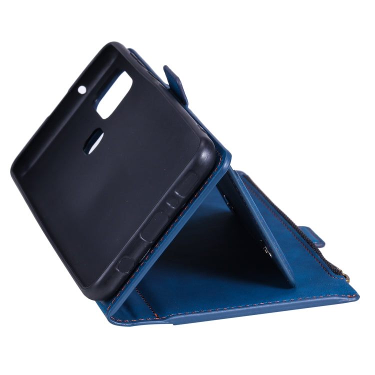 For Samsung Galaxy A21s Side Zipper Back Card Horizontal Flip PU Leather Case with Card Slots & Wallet & Photo Frame & Lanyard