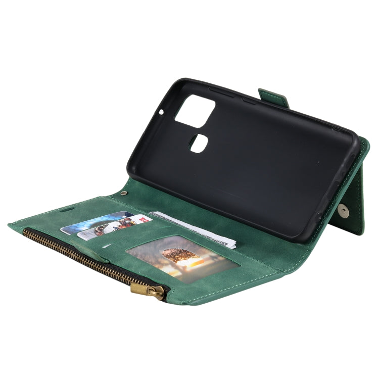 For Samsung Galaxy A21s Side Zipper Back Card Horizontal Flip PU Leather Case with Card Slots & Wallet & Photo Frame & Lanyard
