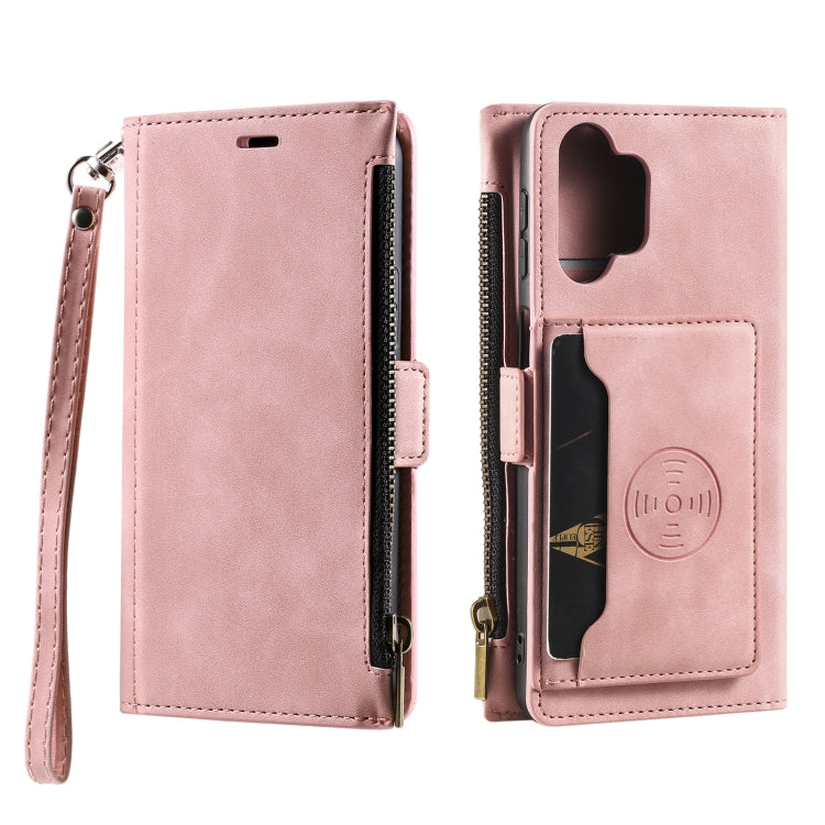 For Samsung Galaxy A32 5G Side Zipper Back Card Horizontal Flip PU Leather Case with Card Slots & Wallet & Photo Frame & Lanyard