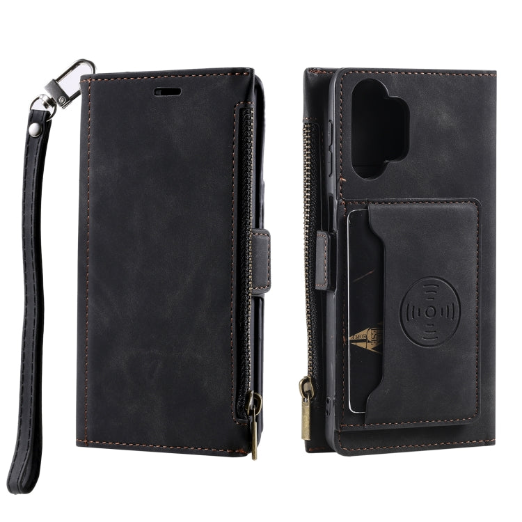 For Samsung Galaxy A32 5G Side Zipper Back Card Horizontal Flip PU Leather Case with Card Slots & Wallet & Photo Frame & Lanyard