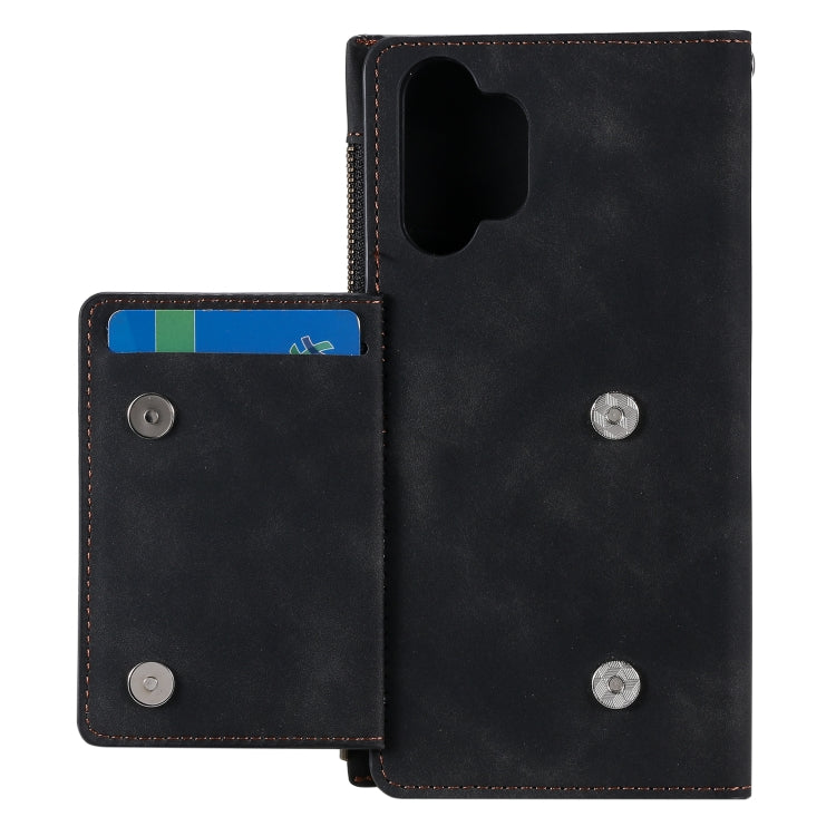 For Samsung Galaxy A32 5G Side Zipper Back Card Horizontal Flip PU Leather Case with Card Slots & Wallet & Photo Frame & Lanyard
