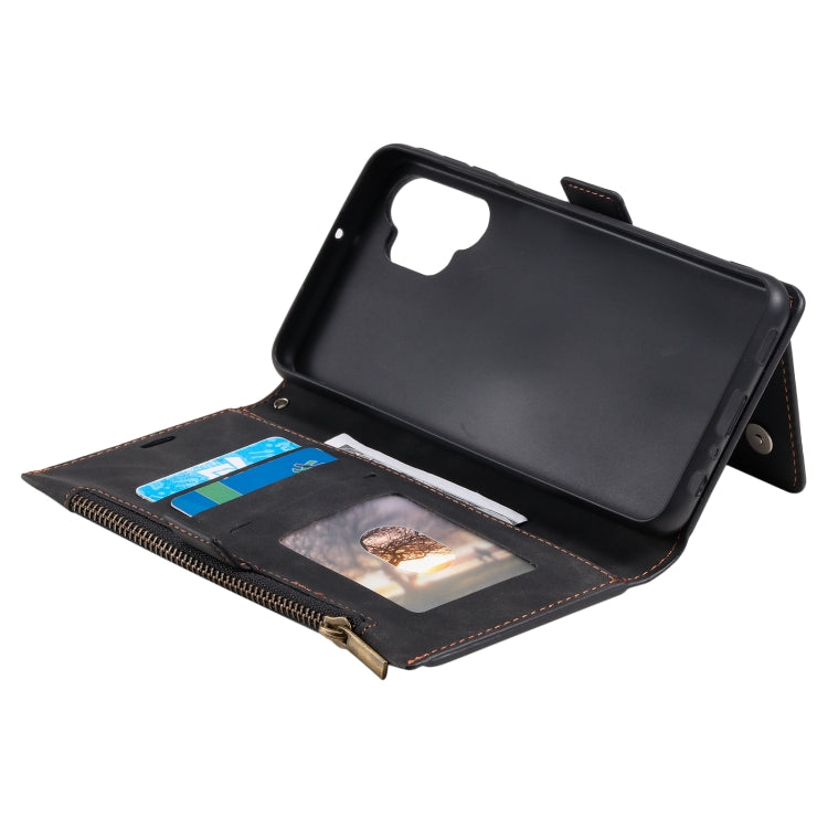 For Samsung Galaxy A32 5G Side Zipper Back Card Horizontal Flip PU Leather Case with Card Slots & Wallet & Photo Frame & Lanyard
