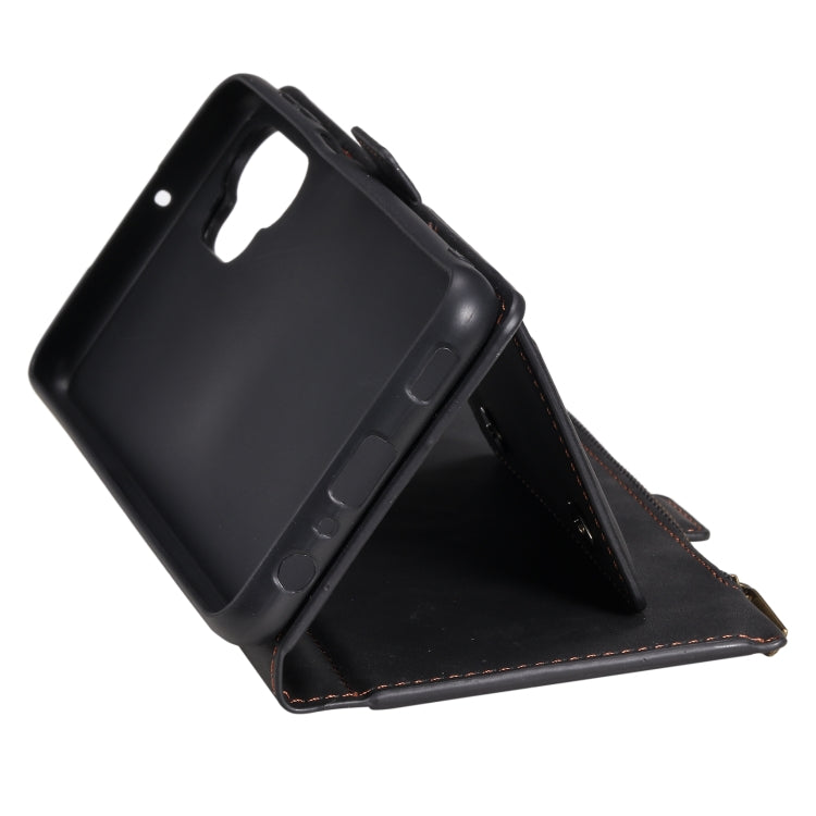 For Samsung Galaxy A32 5G Side Zipper Back Card Horizontal Flip PU Leather Case with Card Slots & Wallet & Photo Frame & Lanyard