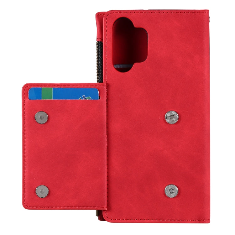 For Samsung Galaxy A32 5G Side Zipper Back Card Horizontal Flip PU Leather Case with Card Slots & Wallet & Photo Frame & Lanyard