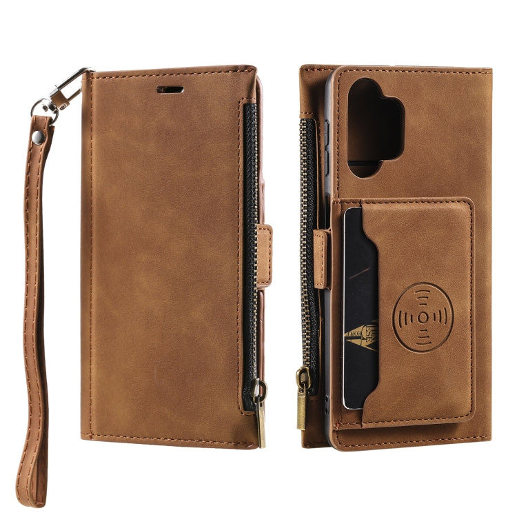 For Samsung Galaxy A32 5G Side Zipper Back Card Horizontal Flip PU Leather Case with Card Slots & Wallet & Photo Frame & Lanyard