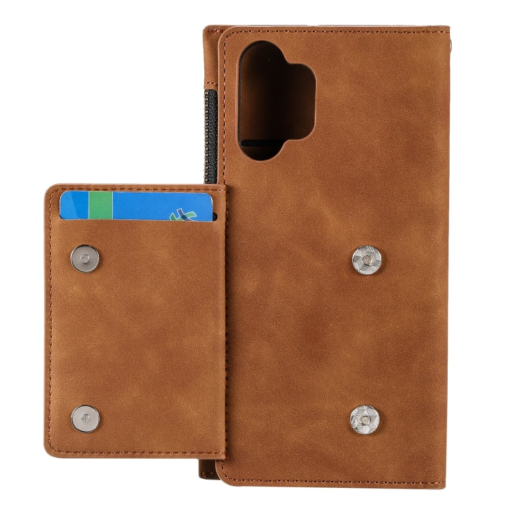 For Samsung Galaxy A32 5G Side Zipper Back Card Horizontal Flip PU Leather Case with Card Slots & Wallet & Photo Frame & Lanyard