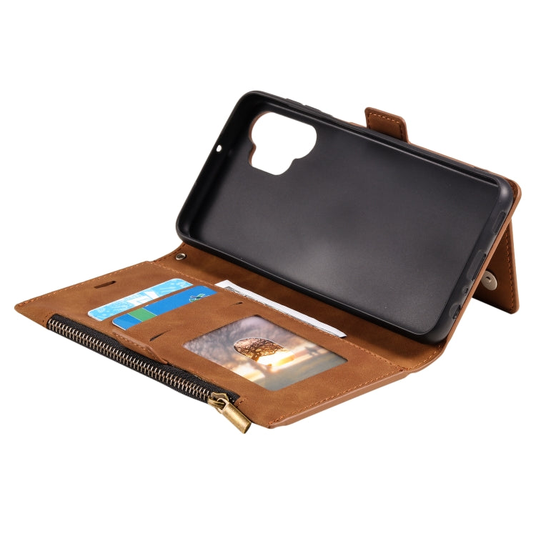 For Samsung Galaxy A32 5G Side Zipper Back Card Horizontal Flip PU Leather Case with Card Slots & Wallet & Photo Frame & Lanyard
