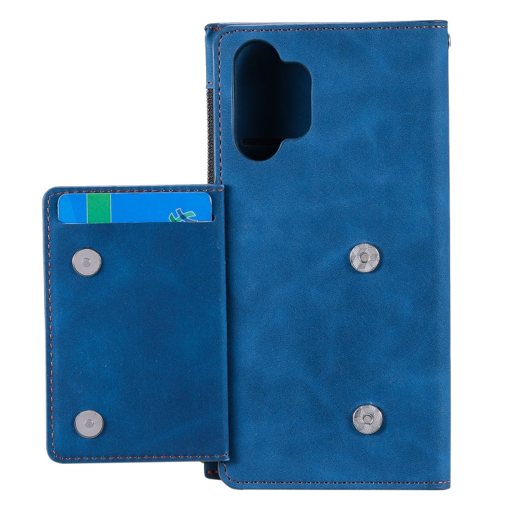 For Samsung Galaxy A32 5G Side Zipper Back Card Horizontal Flip PU Leather Case with Card Slots & Wallet & Photo Frame & Lanyard