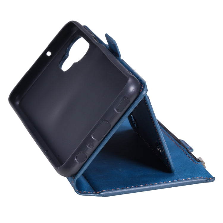 For Samsung Galaxy A32 5G Side Zipper Back Card Horizontal Flip PU Leather Case with Card Slots & Wallet & Photo Frame & Lanyard