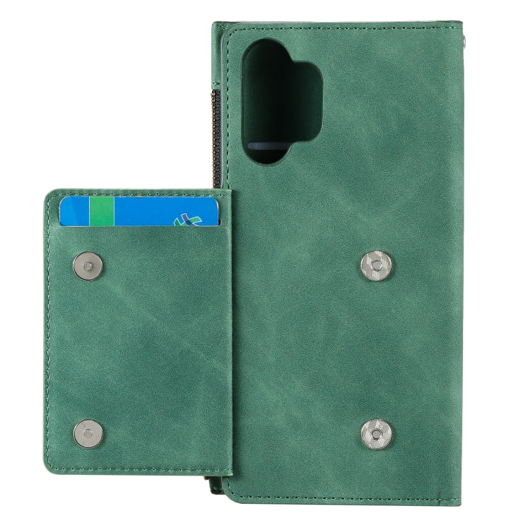 For Samsung Galaxy A32 5G Side Zipper Back Card Horizontal Flip PU Leather Case with Card Slots & Wallet & Photo Frame & Lanyard