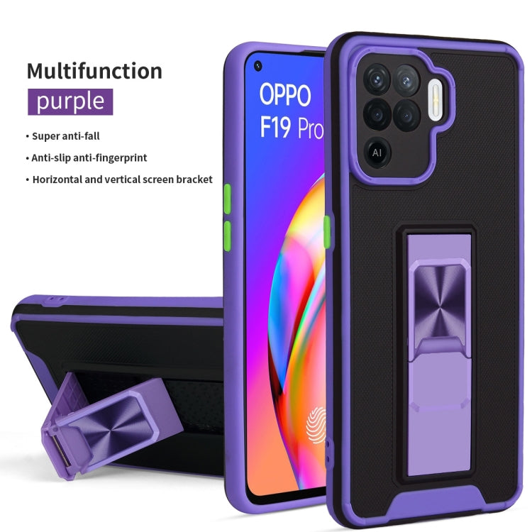 For OPPO Reno5 F / F19 Pro Dual-color Skin Feel TPU + PC Magnetic Shockproof Case with Invisible Holder