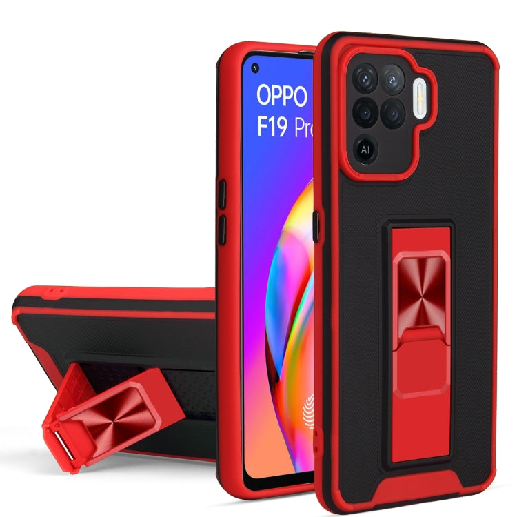 For OPPO Reno5 F / F19 Pro Dual-color Skin Feel TPU + PC Magnetic Shockproof Case with Invisible Holder