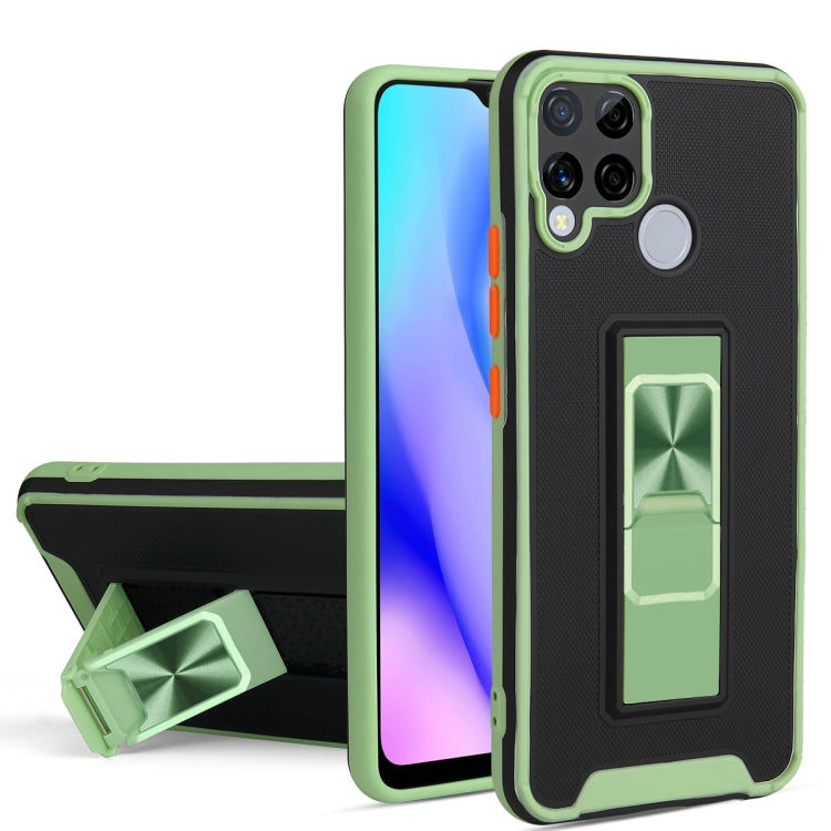 For OPPO Realme C15 / C12 / C25 Dual-color Skin Feel TPU + PC Magnetic Shockproof Case with Invisible Holder
