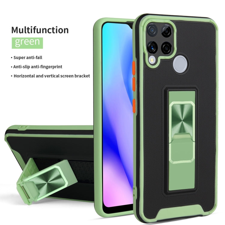 For OPPO Realme C15 / C12 / C25 Dual-color Skin Feel TPU + PC Magnetic Shockproof Case with Invisible Holder