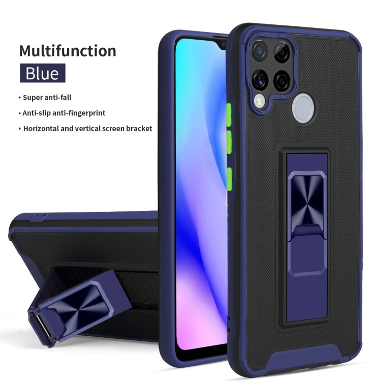 For OPPO Realme C15 / C12 / C25 Dual-color Skin Feel TPU + PC Magnetic Shockproof Case with Invisible Holder