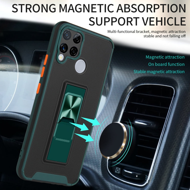For OPPO Realme C15 / C12 / C25 Dual-color Skin Feel TPU + PC Magnetic Shockproof Case with Invisible Holder