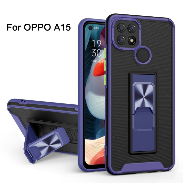 For OPPO A15 Dual-color Skin Feel TPU + PC Magnetic Shockproof Case with Invisible Holder