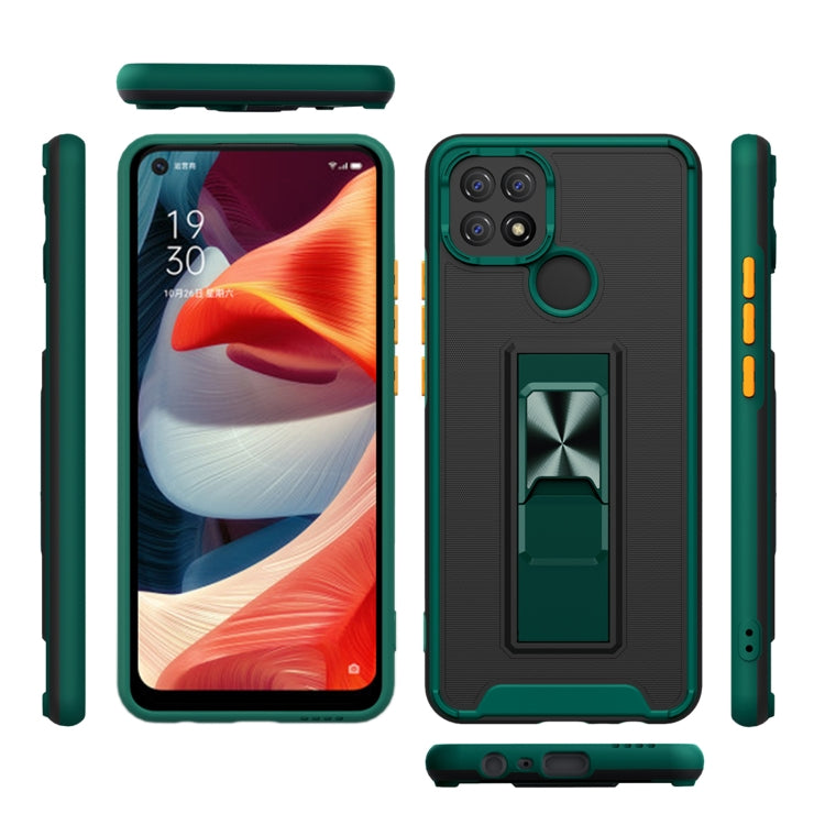 For OPPO A15 Dual-color Skin Feel TPU + PC Magnetic Shockproof Case with Invisible Holder
