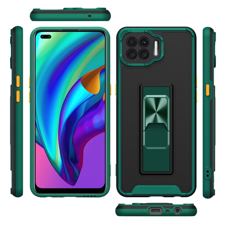 For OPPO F17 Dual-color Skin Feel TPU + PC Magnetic Shockproof Case with Invisible Holder