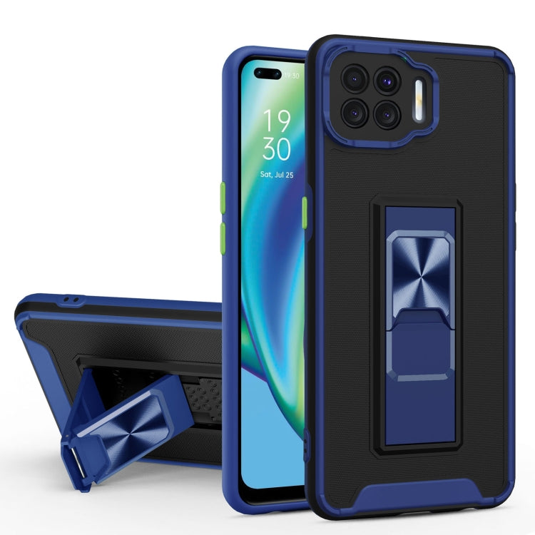 For OPPO F17 Dual-color Skin Feel TPU + PC Magnetic Shockproof Case with Invisible Holder