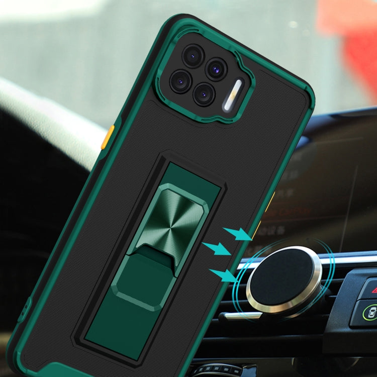 For OPPO F17 Dual-color Skin Feel TPU + PC Magnetic Shockproof Case with Invisible Holder