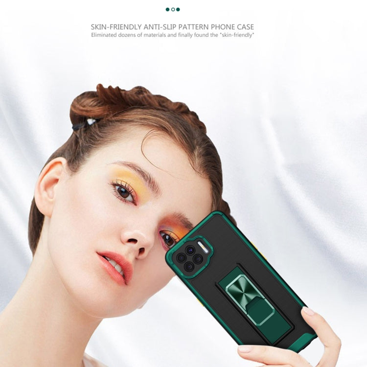 For OPPO F17 Dual-color Skin Feel TPU + PC Magnetic Shockproof Case with Invisible Holder