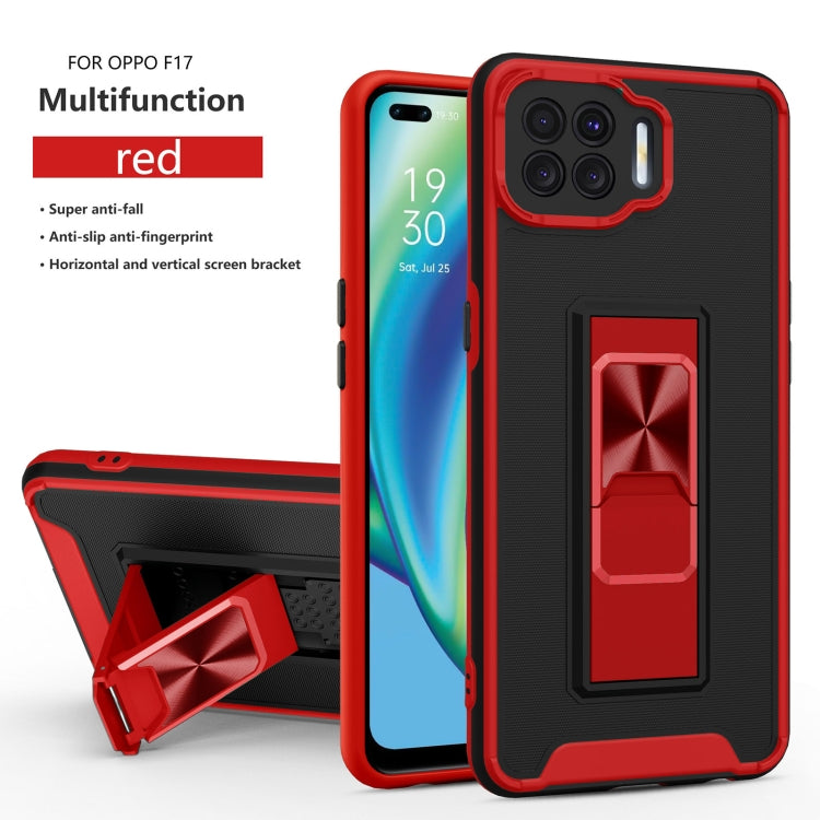 For OPPO F17 Dual-color Skin Feel TPU + PC Magnetic Shockproof Case with Invisible Holder