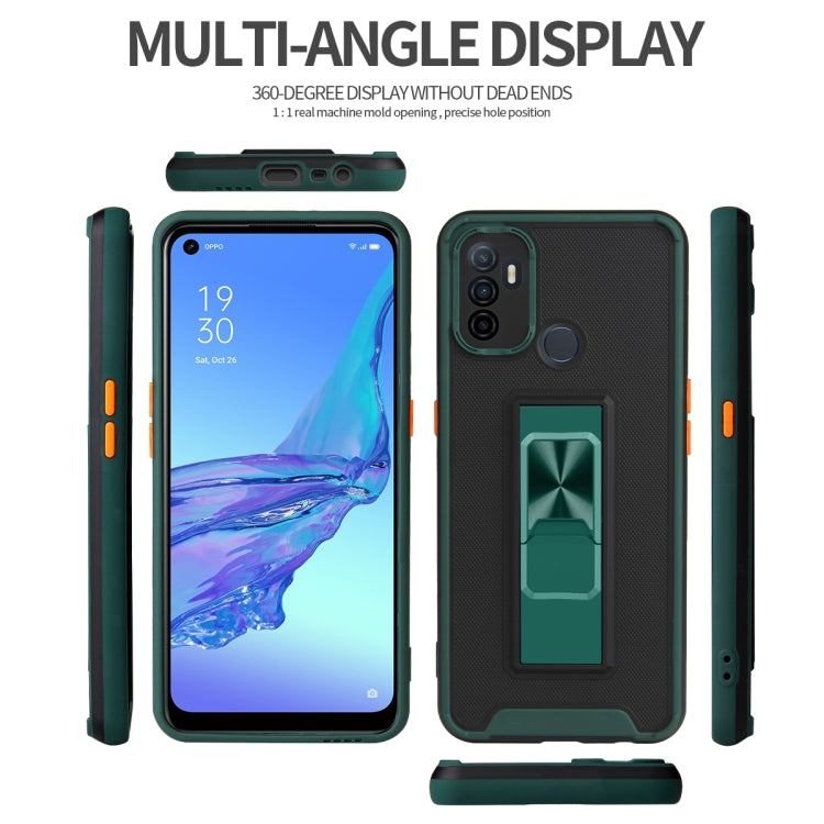 For OPPO A53 Dual-color Skin Feel TPU + PC Magnetic Shockproof Case with Invisible Holder