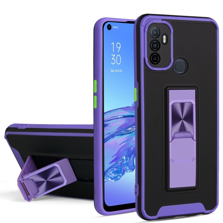 For OPPO A53 Dual-color Skin Feel TPU + PC Magnetic Shockproof Case with Invisible Holder