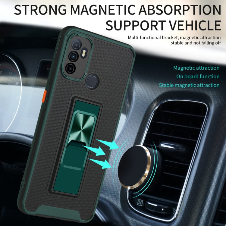 For OPPO A53 Dual-color Skin Feel TPU + PC Magnetic Shockproof Case with Invisible Holder