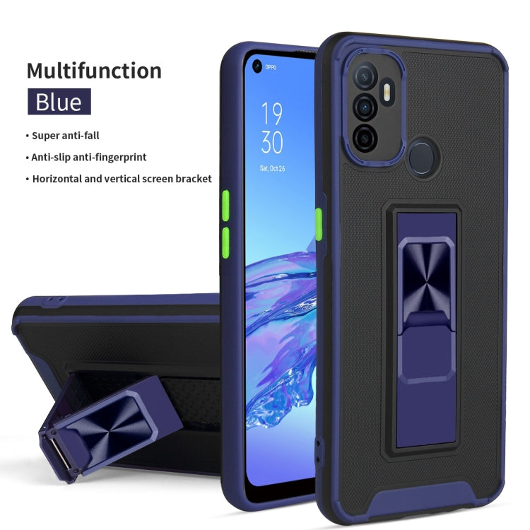 For OPPO A53 Dual-color Skin Feel TPU + PC Magnetic Shockproof Case with Invisible Holder