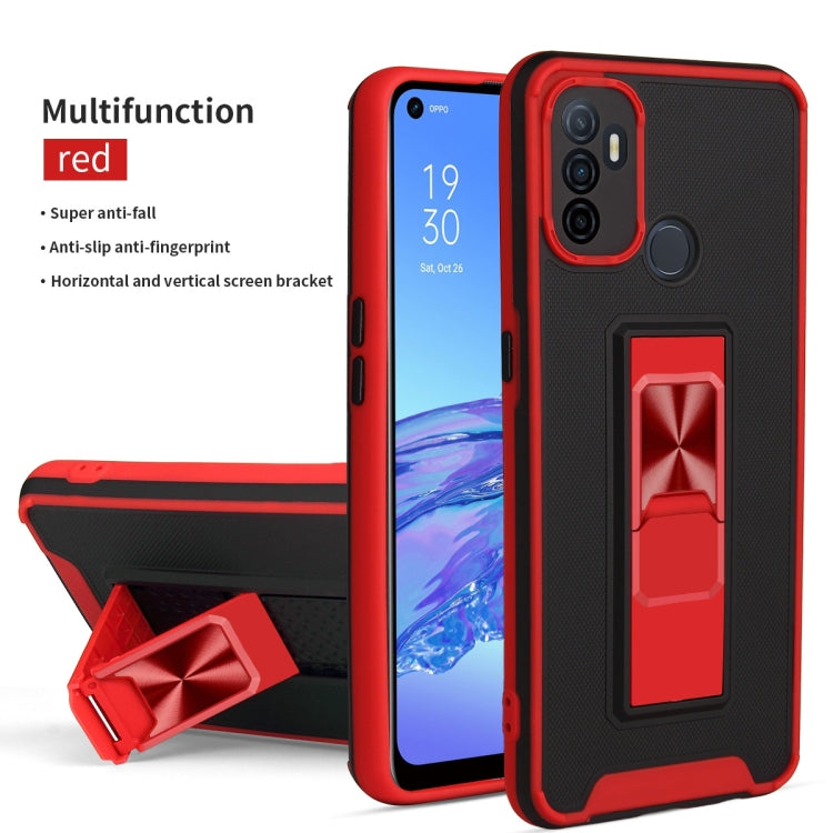 For OPPO A53 Dual-color Skin Feel TPU + PC Magnetic Shockproof Case with Invisible Holder
