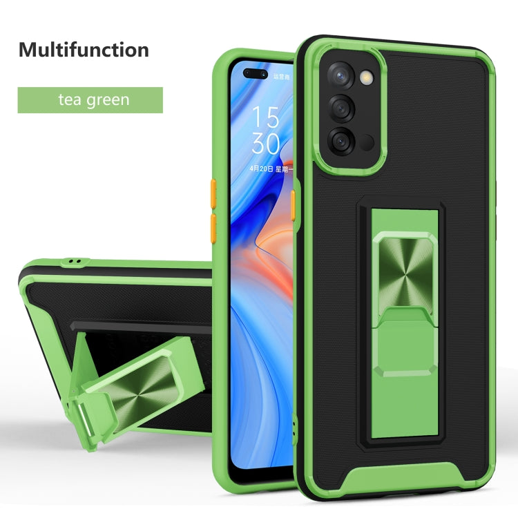 For OPPO Reno4 Dual-color Skin Feel TPU + PC Magnetic Shockproof Case with Invisible Holder