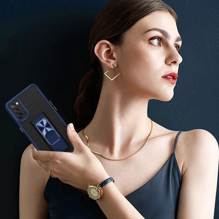 For OPPO Reno4 Dual-color Skin Feel TPU + PC Magnetic Shockproof Case with Invisible Holder