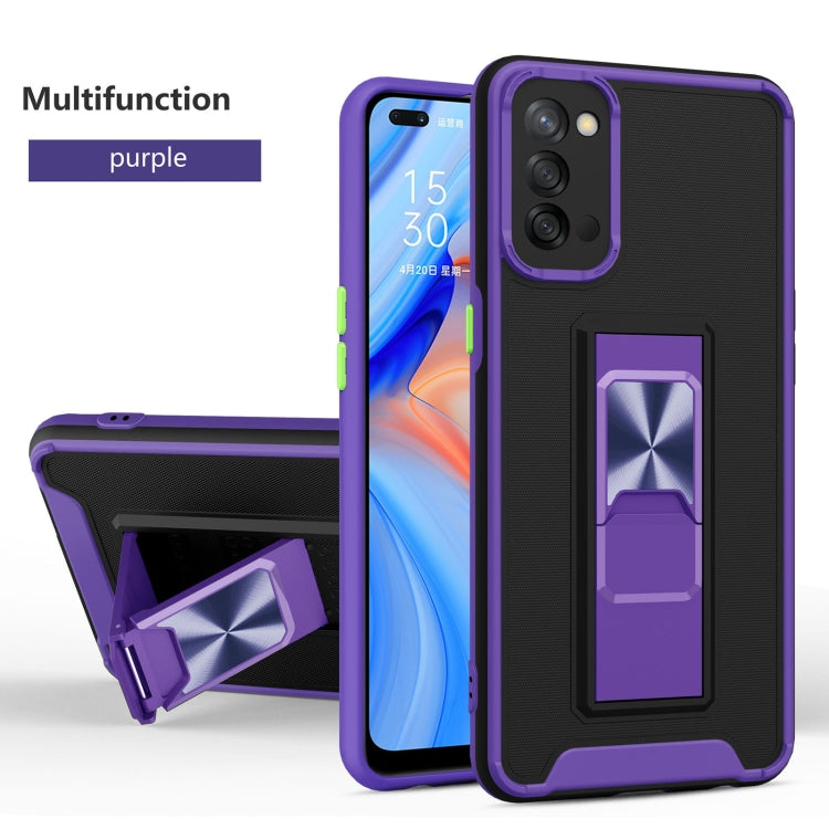 For OPPO Reno4 Dual-color Skin Feel TPU + PC Magnetic Shockproof Case with Invisible Holder