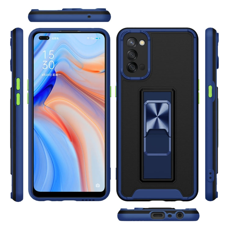 For OPPO Reno4 Dual-color Skin Feel TPU + PC Magnetic Shockproof Case with Invisible Holder