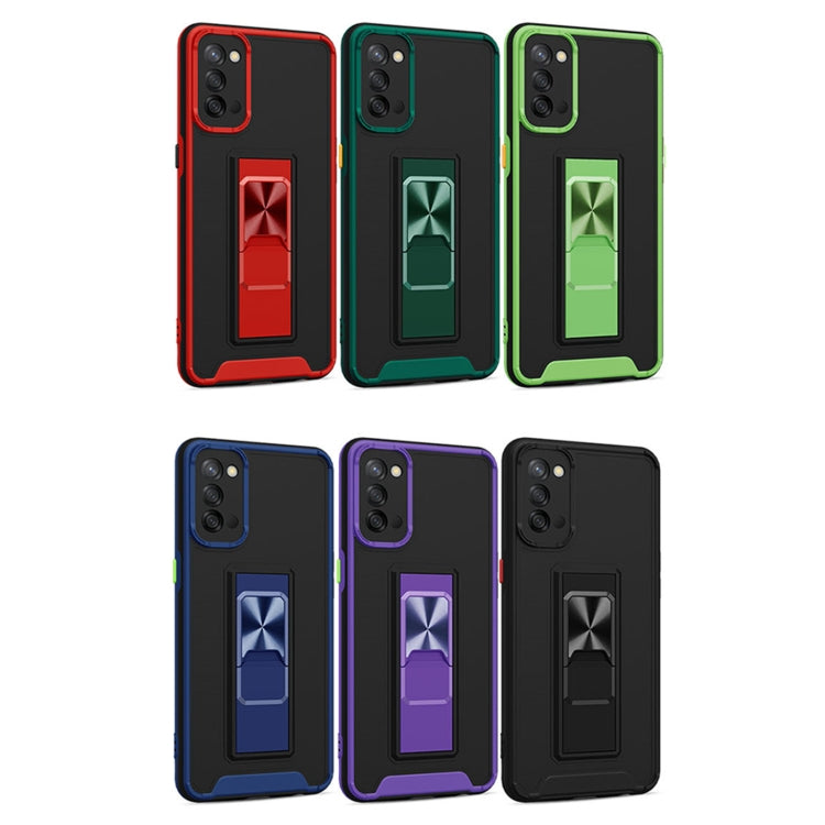 For OPPO Reno4 Dual-color Skin Feel TPU + PC Magnetic Shockproof Case with Invisible Holder