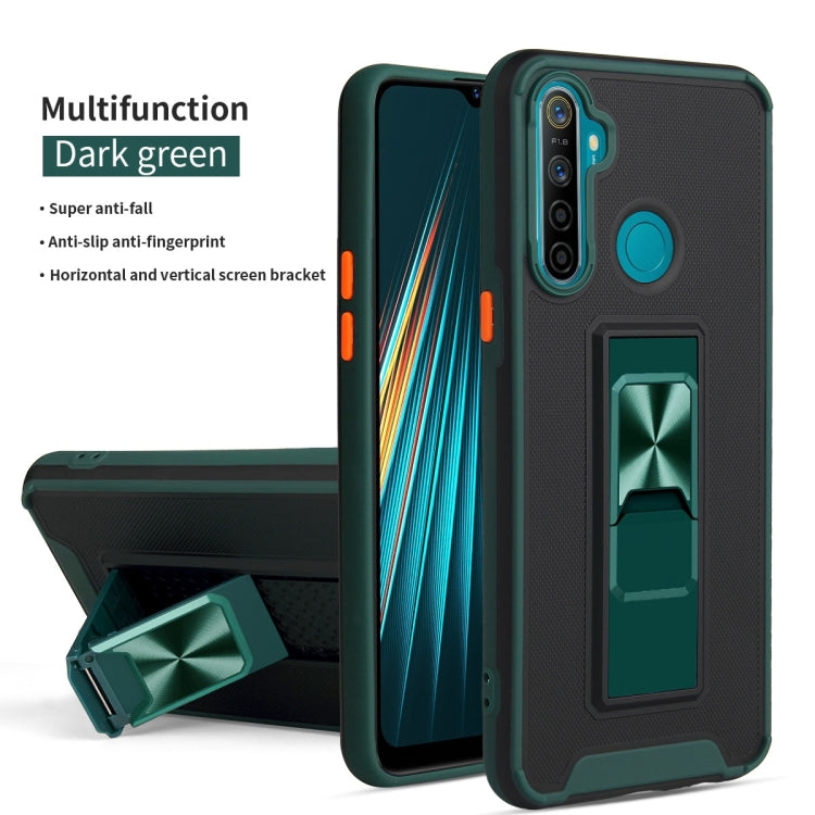 For OPPO Realme 5 / C3 / 6i Dual-color Skin Feel TPU + PC Magnetic Shockproof Case with Invisible Holder