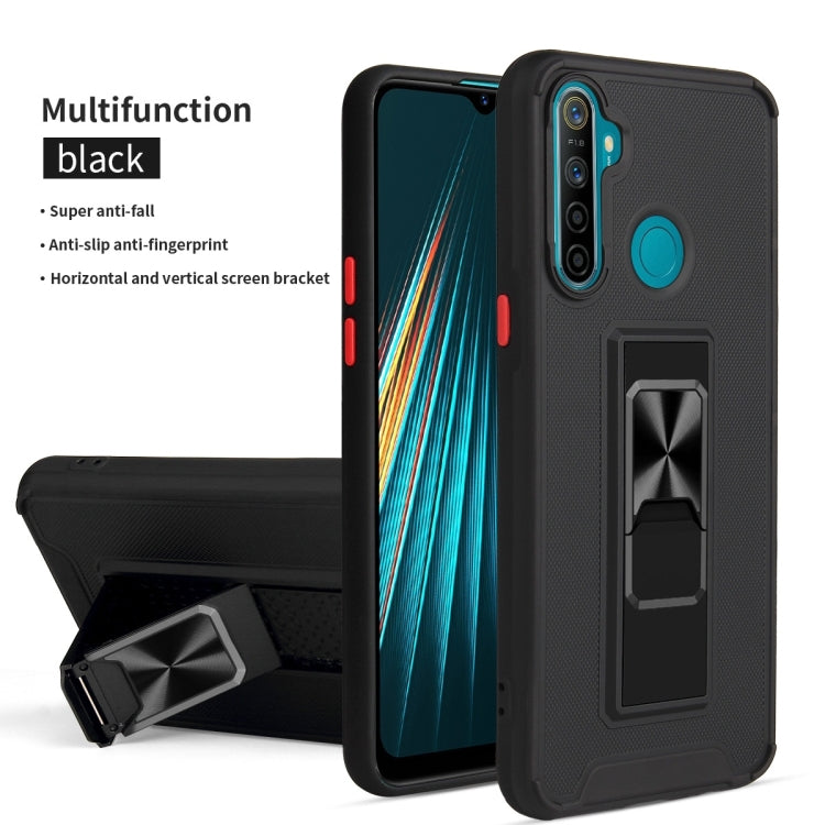 For OPPO Realme 5 / C3 / 6i Dual-color Skin Feel TPU + PC Magnetic Shockproof Case with Invisible Holder