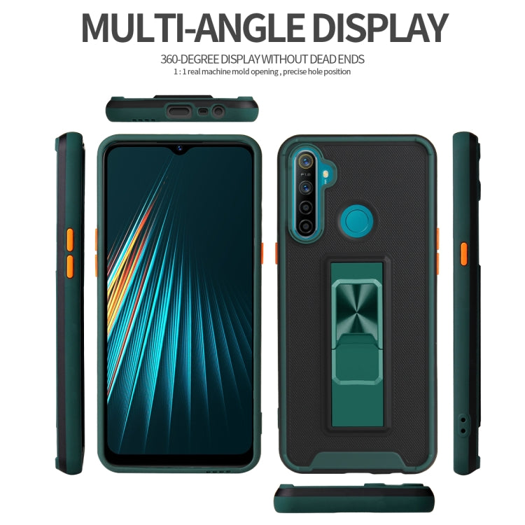 For OPPO Realme 5 / C3 / 6i Dual-color Skin Feel TPU + PC Magnetic Shockproof Case with Invisible Holder