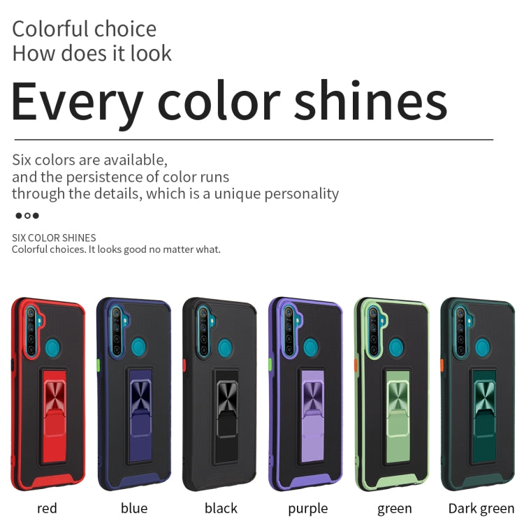 For OPPO Realme 5 / C3 / 6i Dual-color Skin Feel TPU + PC Magnetic Shockproof Case with Invisible Holder