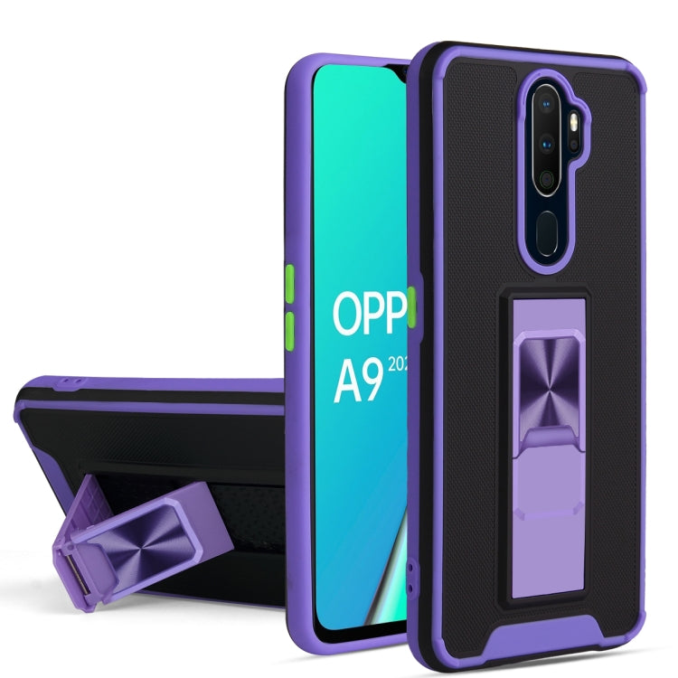 For OPPO A9 2020 / A5 2020 Dual-color Skin Feel TPU + PC Magnetic Shockproof Case with Invisible Holder