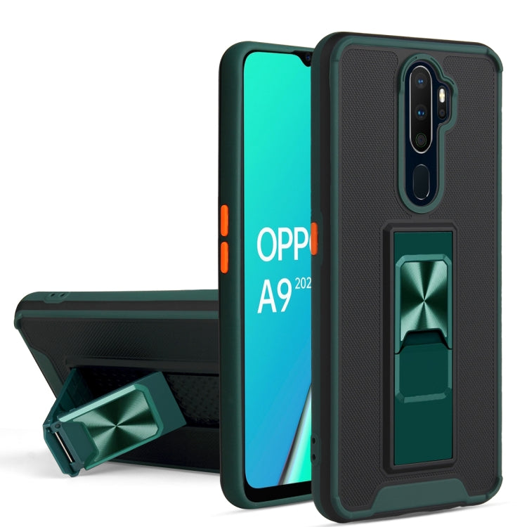 For OPPO A9 2020 / A5 2020 Dual-color Skin Feel TPU + PC Magnetic Shockproof Case with Invisible Holder